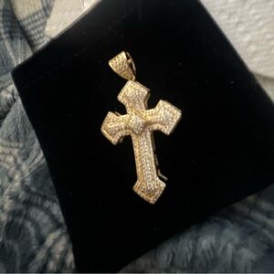 14k Gold plated 2inch Crystal Cross Pendant